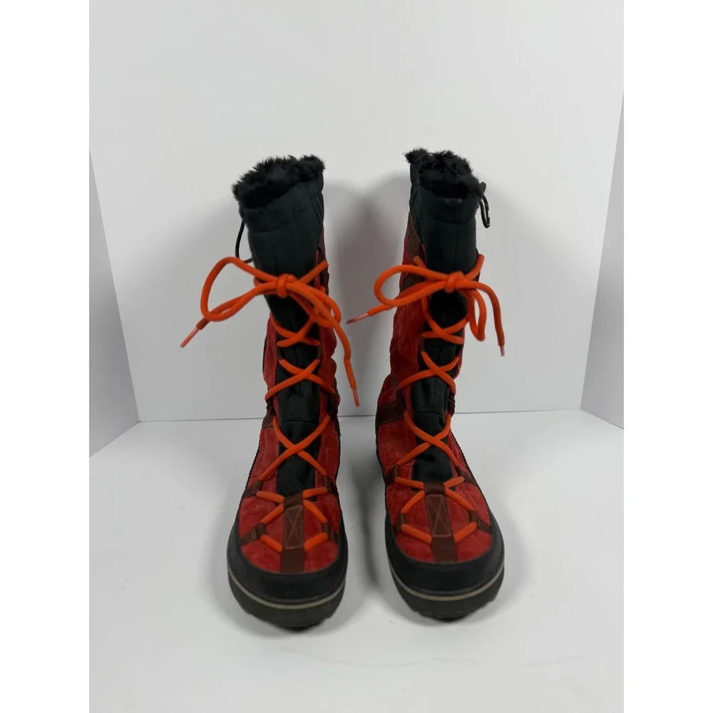 Sorel Tofino Waterproof Winter Boots Red Black Faux Fur NL1977-660 Womens 9.5